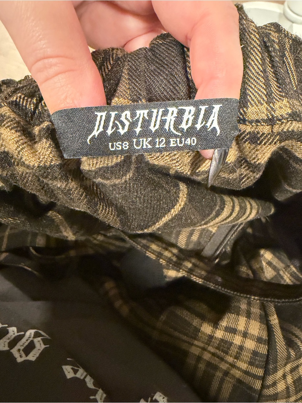 Disturbia Brown Plaid Pinafore Dress with Crescent Moon - Picture 6 of 6